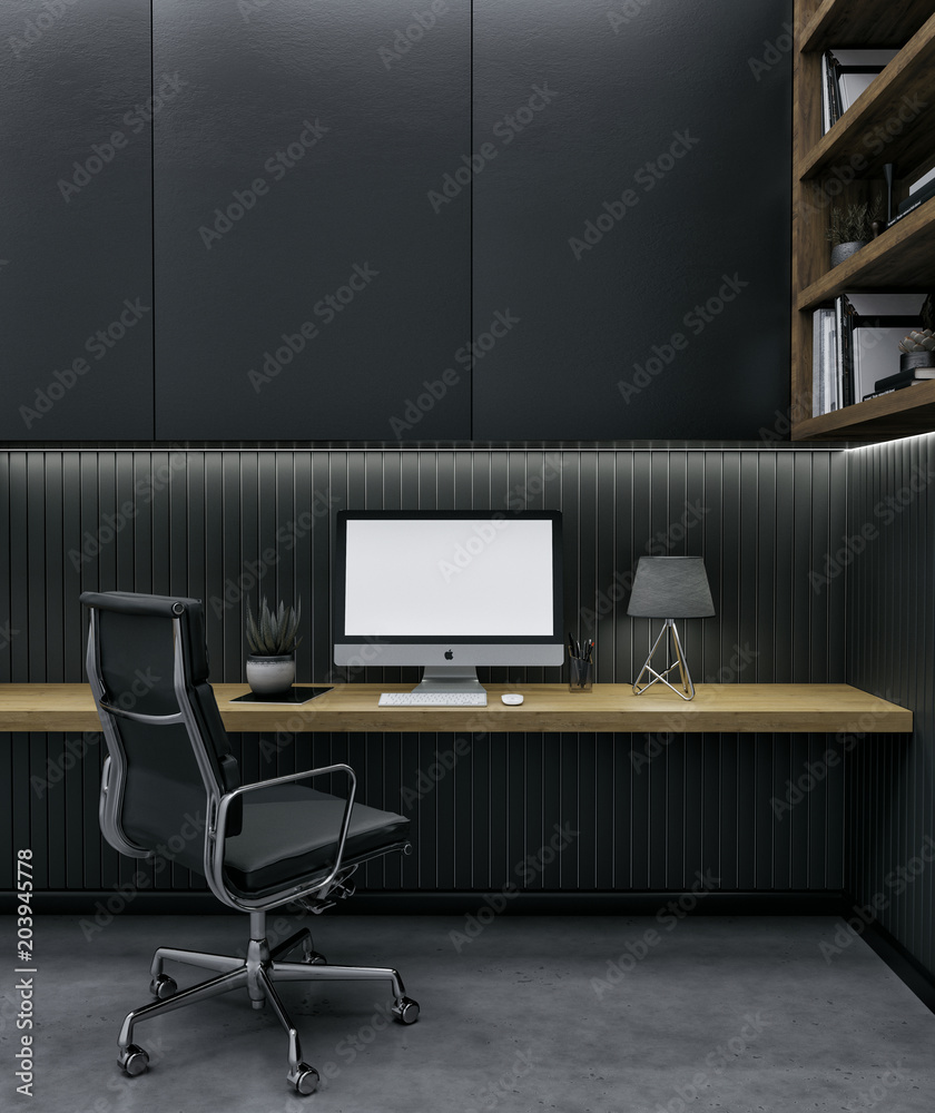 Wall mural 3d render of workspace mockup. workspace mock up.