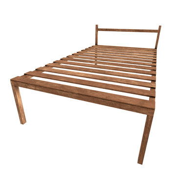 Base orthopedic wooden bed 3d render illustration isolated on white