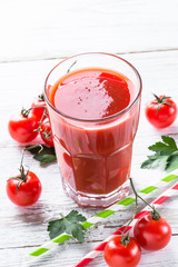 Tomato juice on white