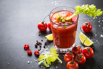 Bloody Mary  coktail on dark. 
