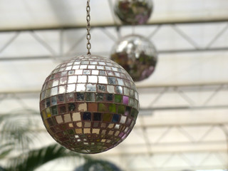 old silver disco mirror balls