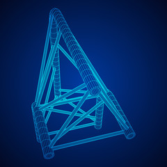 Truss girder element. Wireframe low poly mesh vector illustration.
