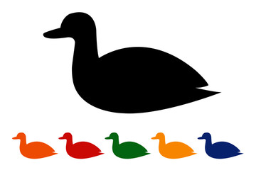Duck icon, black silhouette on white background