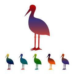 Stork icon, gradient silhouette on white background