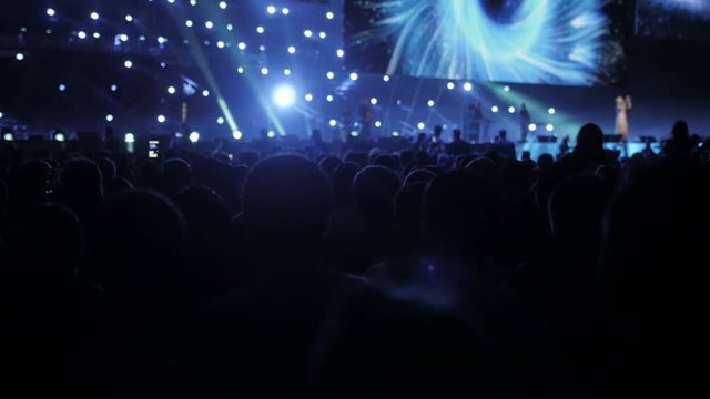 Audience applauded by the stage artist. Cincert lot people crowd