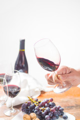 Professional red wine tasting event with high quality wine glasses and wine accessories