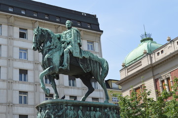 Belgrade's downtown, monument of Prince Michael