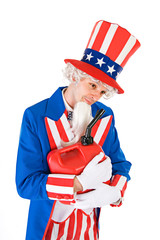 USA: Uncle Sam Hugging Gas Can