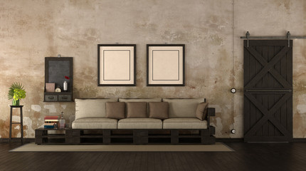 Retro living room with pallet sofa