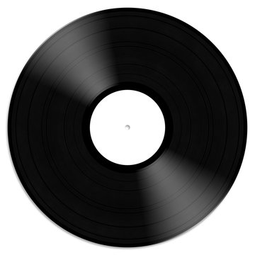 Black vinyl record illustration isolated on white background