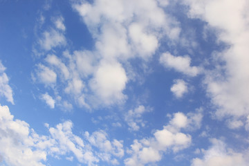 Fluffy clouds in the sky.
