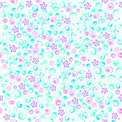 Vector seamless floral pattern of modern coloring on a white background