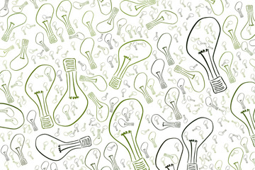 Light bulbs illustrations background abstract, hand drawn. Cartoon, repeat, design & vision.