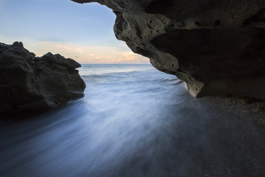 Hidden ocean cave