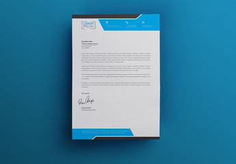 Blue and White Letterhead Layout