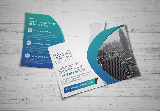 Blue Gradient Business Post Card Layout