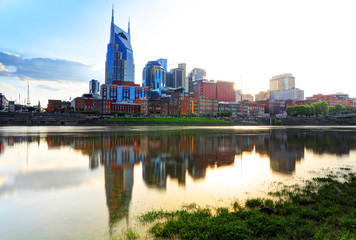 Fototapeta na wymiar Nashville, Tennessee, USA downtown city skyline on the Cumberland River.