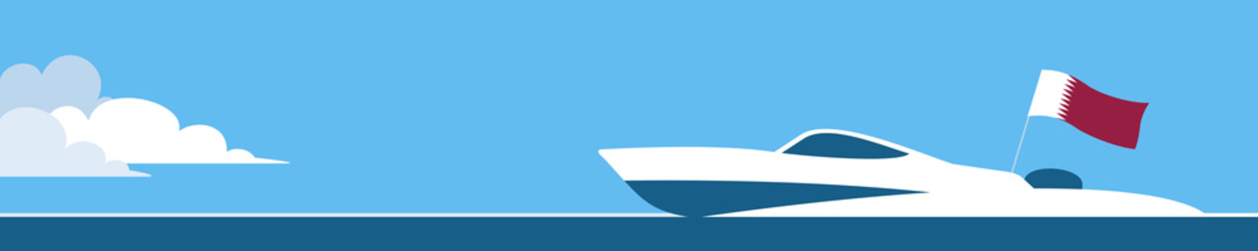 Motor boat with qatar flag