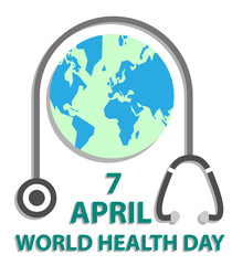 World Health Day concept with earth and stethoscope