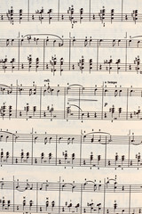 Musical notes sheet background. Close up musical notes sheet.