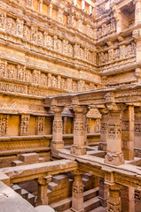 Sculptures of god and goddesses at Rani ki vav in Patan, Gujarat