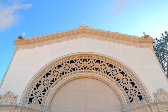San Diego, California, USA - February 5, 2018: Spreckels Organ Pavilion, is a structure in Balboa Park, San Diego that houses one of the world's largest outdoor pipe organs.