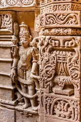 Sculpture of Hindu God at Rani ki vav in Patan, Gujarat
