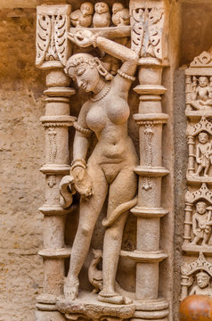 Sculpture of beautiful woman at Rani ki vav in Patan, Gujarat