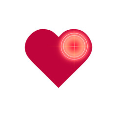 Love Target Logo Icon Design. Glitch, Neon effect. Heart in Target aim line icon. Love dating symbol. Valentines day sign. Trendy flat geometric designs. Vector