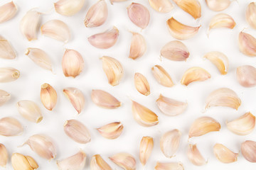 Fototapeta na wymiar Garlic and onion clove isolated white background