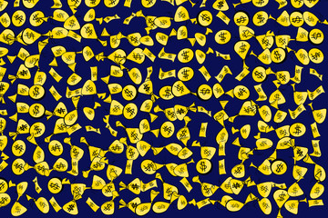 The money begs, bank notes & coin illustrations background abstract, hand drawn. Shape, cash, line & wallpaper.