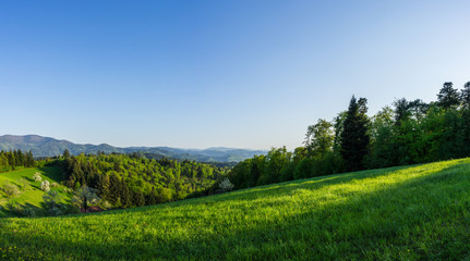 Fototapeta na wymiar Germany, Extra large XXL panorama of black forest nature mountain landscape in springtime