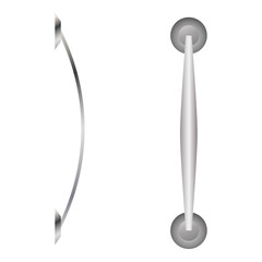 Door handle isolated on white background front and side view.