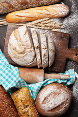 Various crusty bread and buns