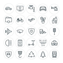 Modern Simple Set of transports, industry, nature, security Vector outline Icons. Contains such Icons as  automobile,  equipment, subway and more on white background. Fully Editable. Pixel Perfect