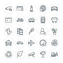 Modern Simple Set of transports, industry, nature, security Vector outline Icons. Contains such Icons as  card, global,  earth,  waste,  oil and more on white background. Fully Editable. Pixel Perfect