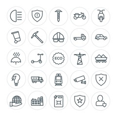 Modern Simple Set of transports, industry, nature, security Vector outline Icons. Contains such Icons as  diesel,  car,  speed,  plant,  eco and more on white background. Fully Editable. Pixel Perfect
