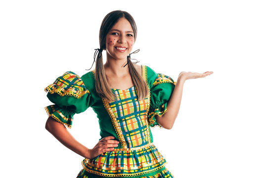 Brazilian woman wearing typical clothes for the Festa Junina
