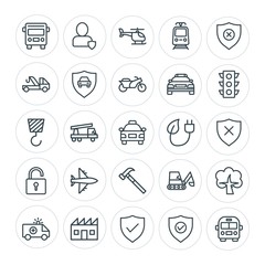 Modern Simple Set of transports, industry, nature, security Vector outline Icons. Contains such Icons as  tool,  education,  account, crane and more on white background. Fully Editable. Pixel Perfect