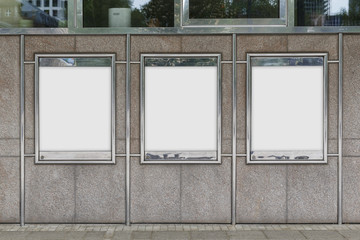 Three blank bulletin board mock up - obrazy, fototapety, plakaty