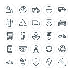 Modern Simple Set of transports, industry, nature, security Vector outline Icons. Contains such Icons as  transport,  natural, shield,  tool and more on white background. Fully Editable. Pixel Perfect