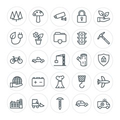 Modern Simple Set of transports, industry, nature, security Vector outline Icons. Contains such Icons as  airplane,  view, car, security and more on white background. Fully Editable. Pixel Perfect