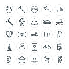 Modern Simple Set of transports, industry, nature, security Vector outline Icons. Contains such Icons as  building,  speed,  cab,  ride, eco and more on white background. Fully Editable. Pixel Perfect