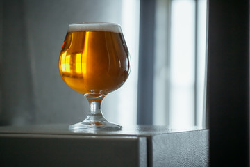 Snifter beer glass at the brewery