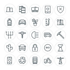 Modern Simple Set of transports, industry, nature, security Vector outline Icons. Contains such Icons as  cable,  hammer, transportation and more on white background. Fully Editable. Pixel Perfect