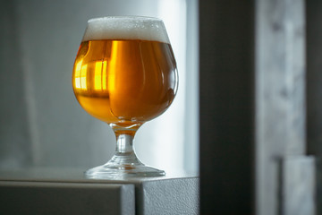 Snifter beer glass at the brewery