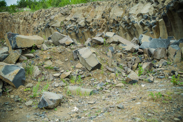 Deposits of minerals. Basalt. Quarry