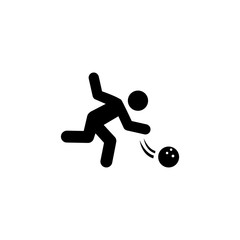 Professional Bowling Player throw Ball. Flat Vector Icon. Simple black symbol on white background
