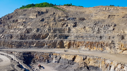 Open-cast quarry, limestone mining.
