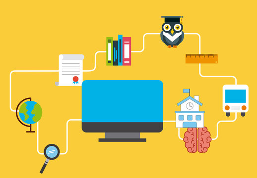 Yellow Flat Education Infographic with Graph Elements Layout